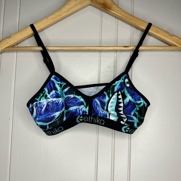 Ethika Women's Black and Blue Graphic Bralette - Picture 1 of 5